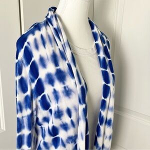 Belldini Tie-Dye Waterfall Cardigan – Blue Shibori Knit, Boho Kimono Style, XL